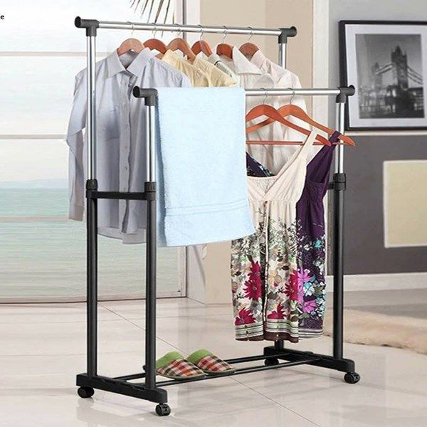 Folding Double Clothes & Shoe Rack
