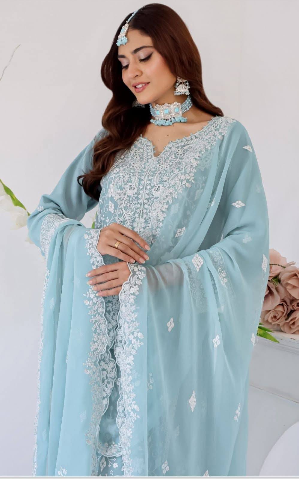 আনরেডি এম্বোডারি পার্টি ড্রেস-0104