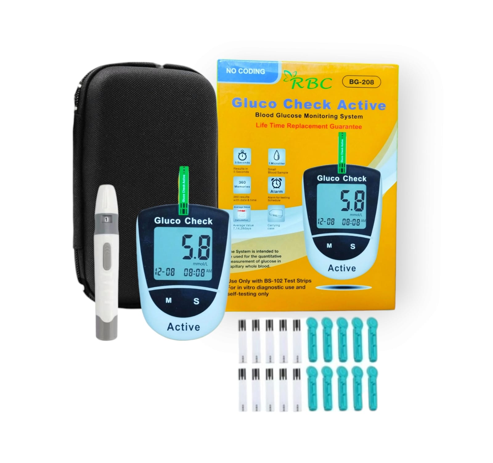 Gluco Check Active  Blood Glucose Monitoring Diabetes Machine